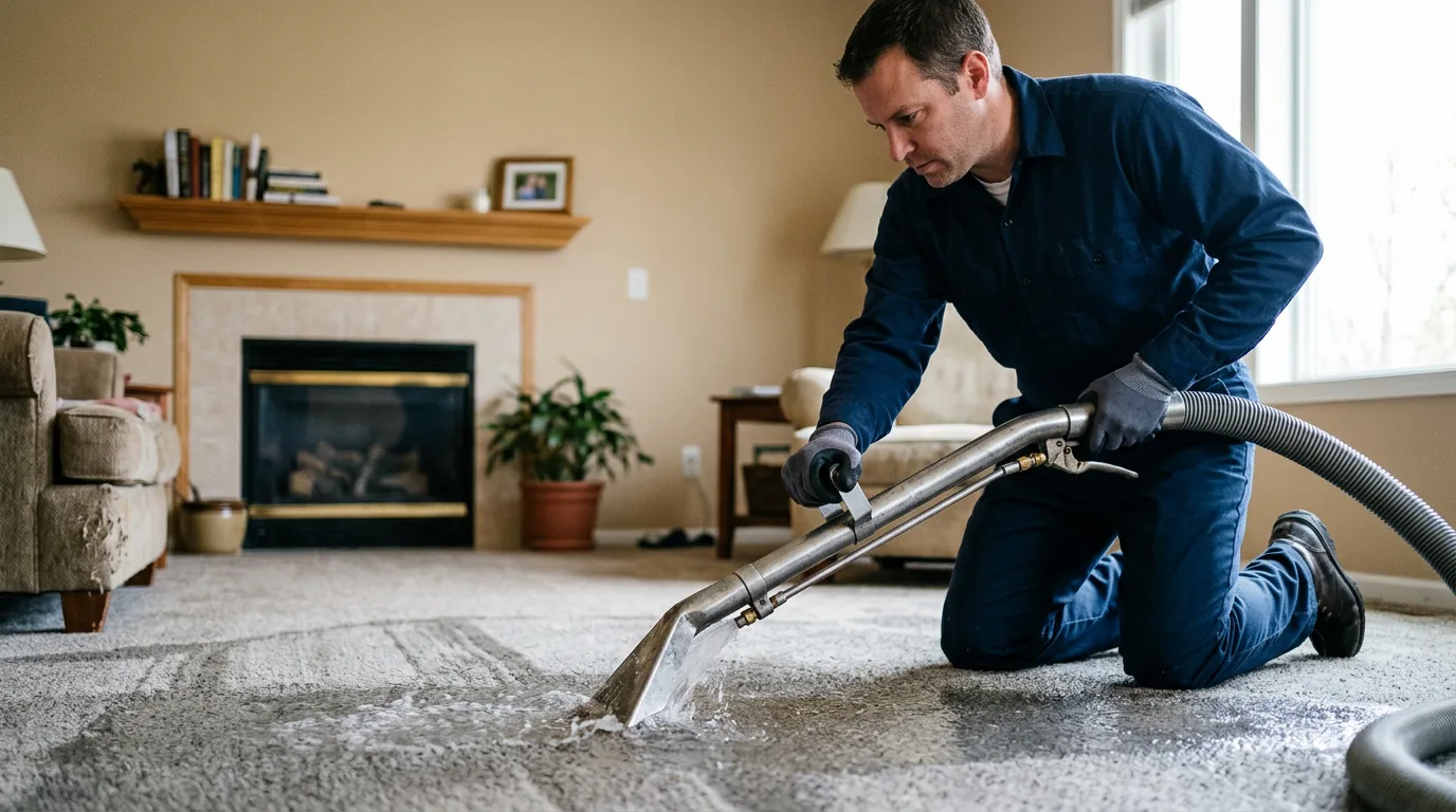 Water damage restoration technician working near Waldoboro, ME
